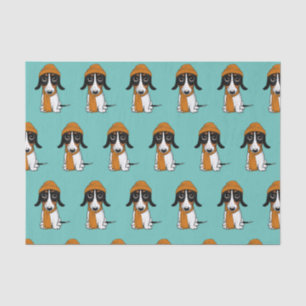 Papel De Seda Piebald Dachshund Cute Dog com o Chapéu Padrão