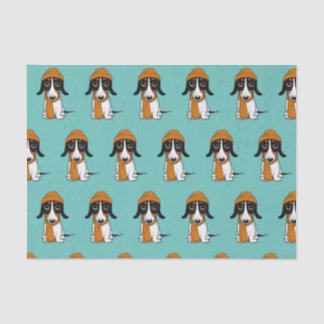 Papel De Seda Piebald Dachshund Cute Dog com o Chapéu Padrão