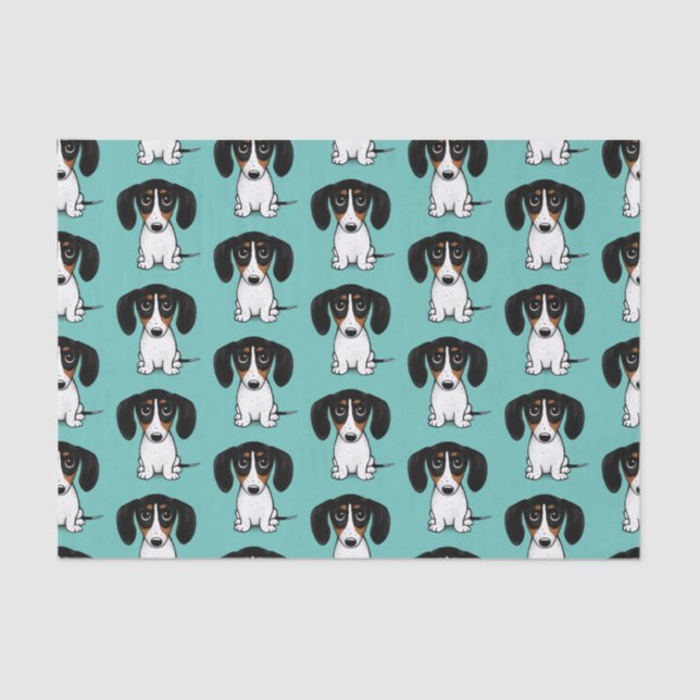 Papel De Seda Piebald Dachshund Cute Dog Patterado (Frente )