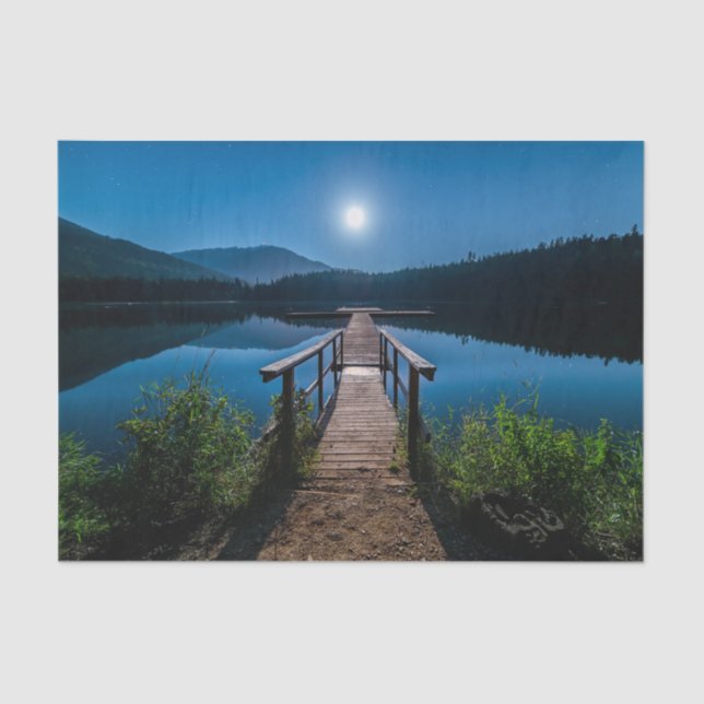 Papel De Seda Píer à noite sob lua cheia (Frente )