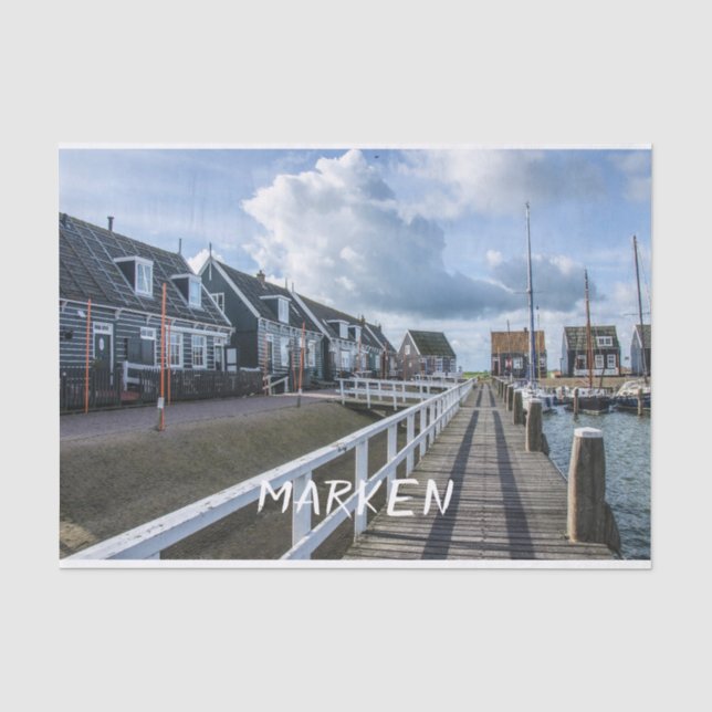 Papel De Seda Píer de madeira em Marken, Países Baixos (Frente )