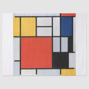 Papel De Seda Piet Mondrian   Composição com vermelho, amarelo, 