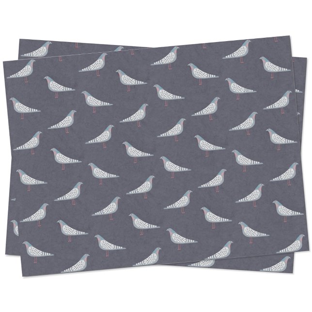 Papel De Seda Pigeon Pattern (Fun pigeon bird pattern dark tissue paper)