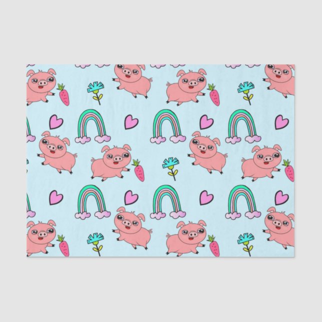 Papel De Seda Pigs e Rainbows Cute e Quirky (Frente )