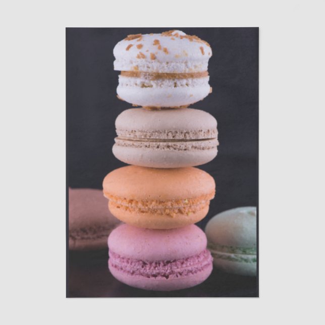 Papel De Seda Pilha colorida de Macarons Franceses (Frente )