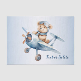 Papel De Seda Piloto de Urso Bebê Cónico Blue Aviplane BeauBeauf