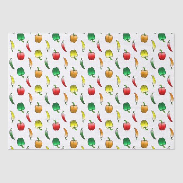 Papel De Seda Pimentões e Pimentas Doces Longas (Frente )