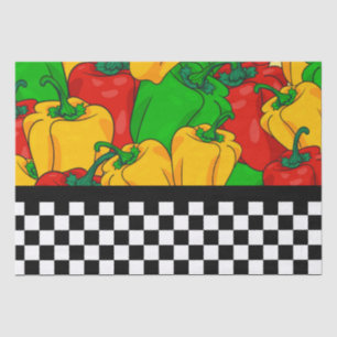 Papel De Seda Pimentos tricolados negros e cartão de controlo