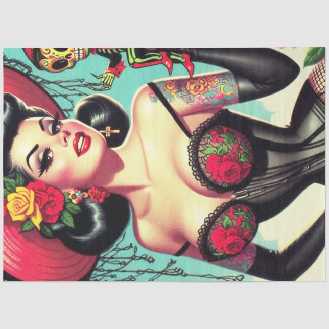 Papel De Seda Pin-up da Bruxa Tatuada (Frente )