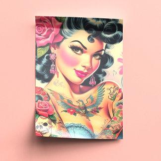 Papel De Seda Pin-up de Cuta Retro Tatuado