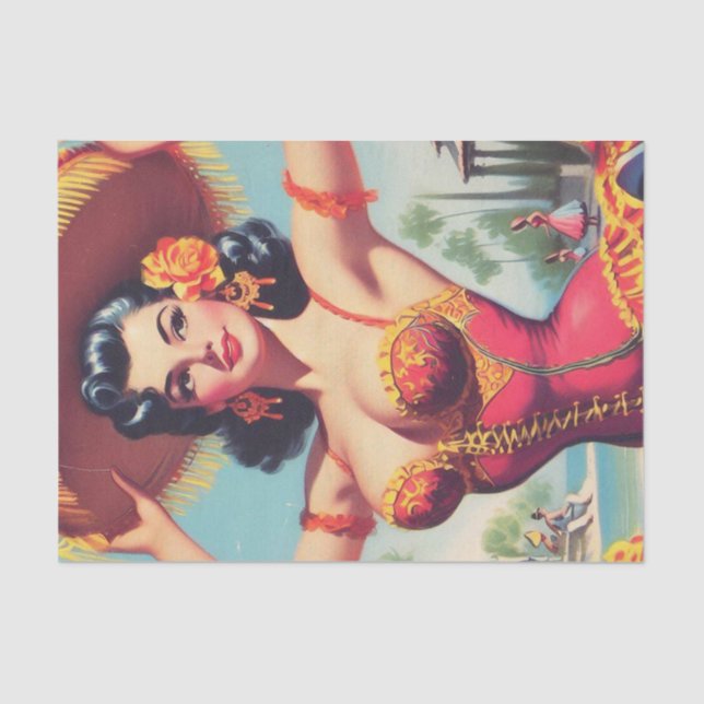 Papel De Seda Pin-up de Flamenco (Frente )