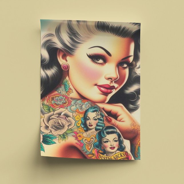 Papel De Seda Pin-up de Tatuagem na Escola Antiga (Criador carregado)