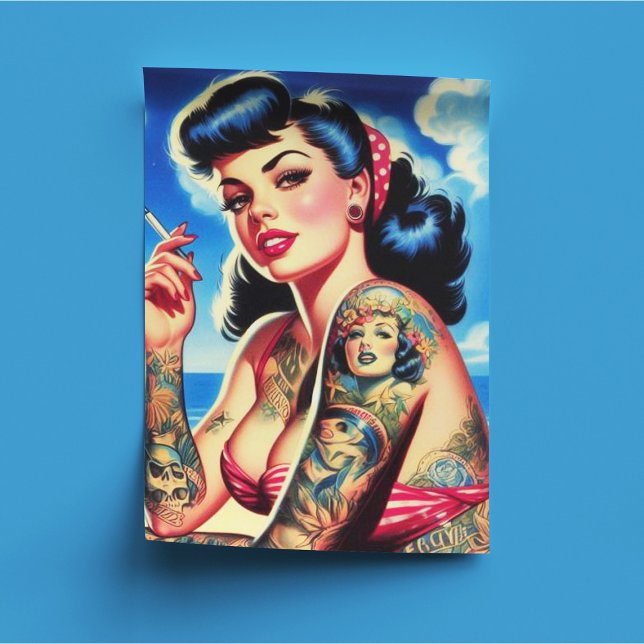 Papel De Seda Pin-up de Verão Bikini Tatuado por Retro (Criador carregado)
