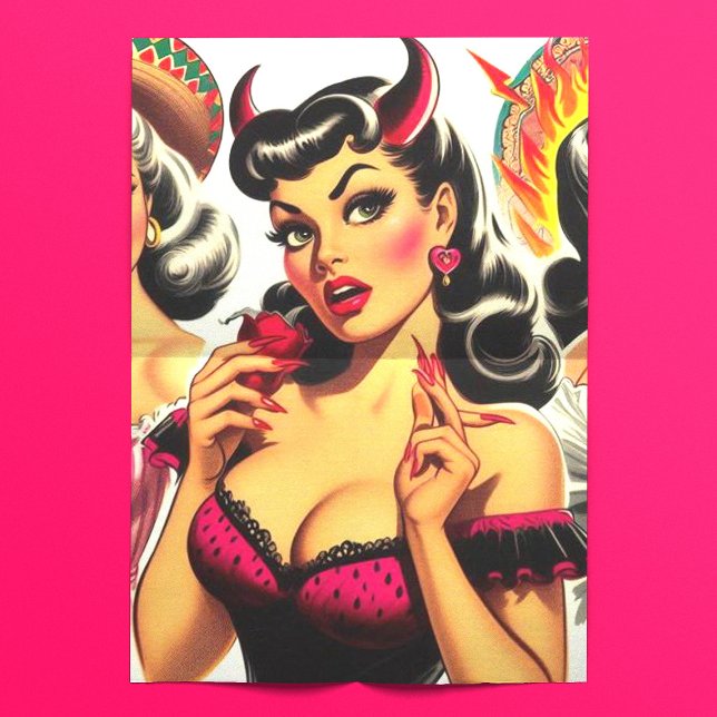 Papel De Seda Pin-up Devilish Retro (Criador carregado)