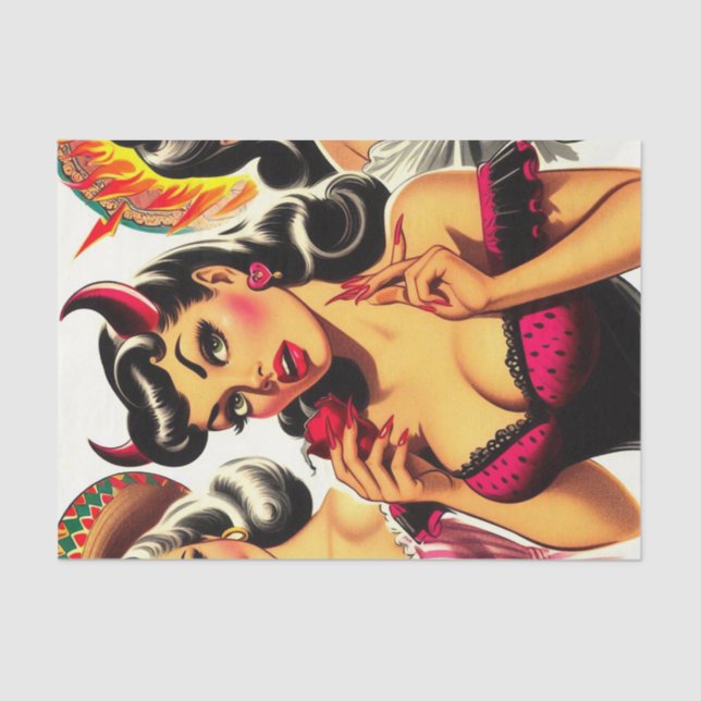 Papel De Seda Pin-up Devilish Retro (Frente )