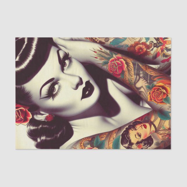 Papel De Seda Pin-up do Glam Retro (Frente )