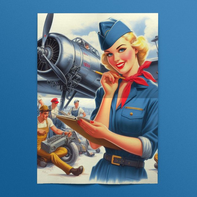Papel De Seda Pin-up do Piloto de Avião Retrô (Criador carregado)