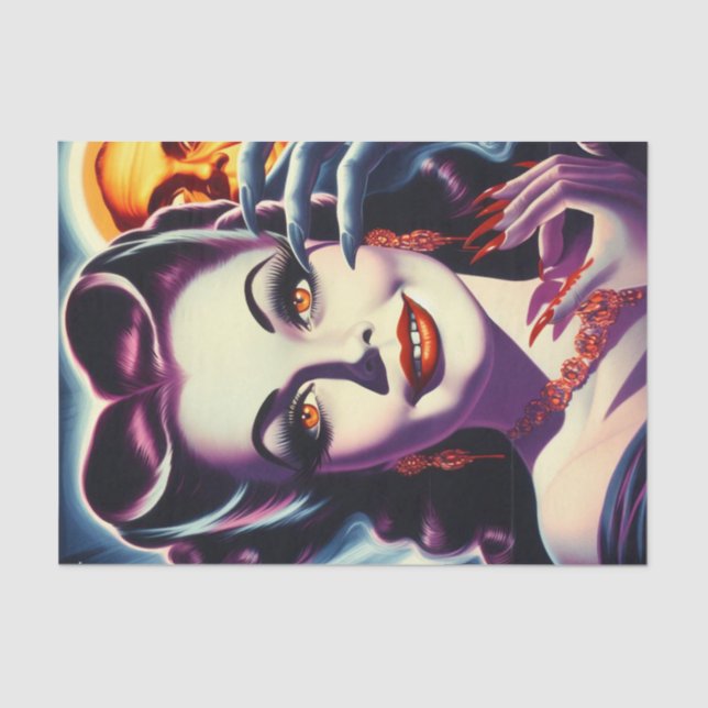 Papel De Seda Pin-up do Vampiro Retro (Frente )
