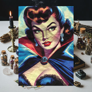Papel De Seda Pin-up do Vampiro Retro