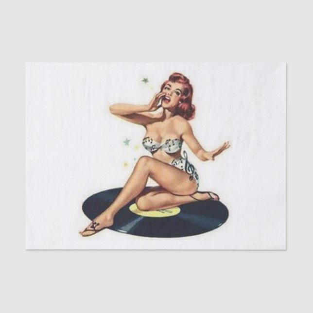 Papel De Seda Pin Up Girl on Record (Frente )