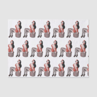 Papel De Seda Pin Up Girl sentada nos pneus