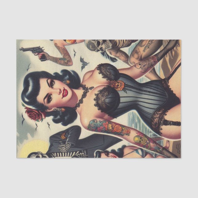 Papel De Seda Pin-up Gótico de Verão (Frente )