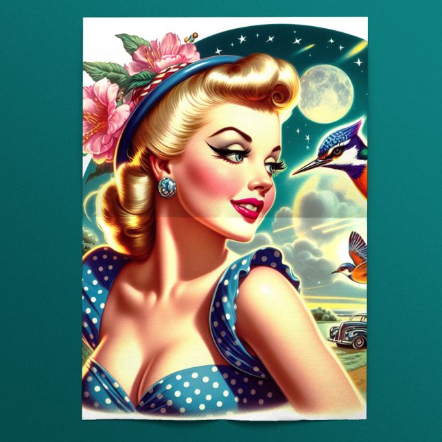 Papel De Seda Pin-up Kitsch Fofo Retrô (Criador carregado)