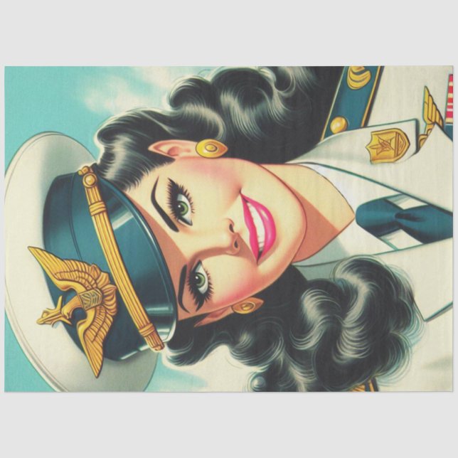 Papel De Seda Pin-up Militar Uniforme Bonito (Frente )