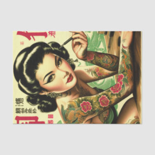 Papel De Seda Pin-up Oriental Retro