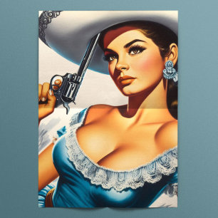 Papel De Seda Pin-up Retro do Velho Oeste