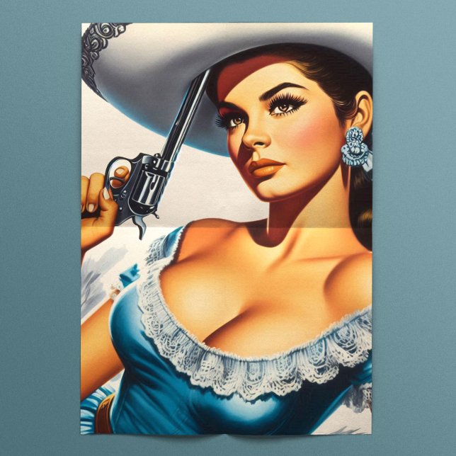 Papel De Seda Pin-up Retro do Velho Oeste (Criador carregado)