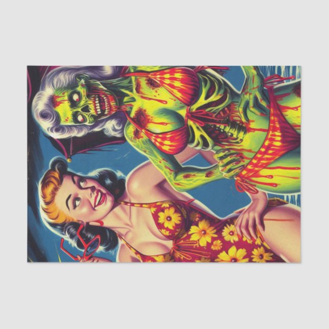 Papel De Seda Pin-up Zombie Retro (Frente )