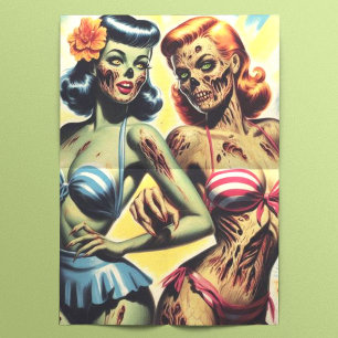 Papel De Seda Pin-ups Zombie Retro