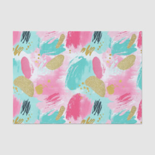 Papel De Seda Pincéis Abstrato coloridos - Mint & Pink (1)
