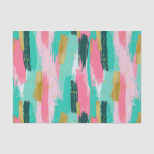 Papel De Seda Pincéis Abstrato coloridos - Mint & Pink (4)