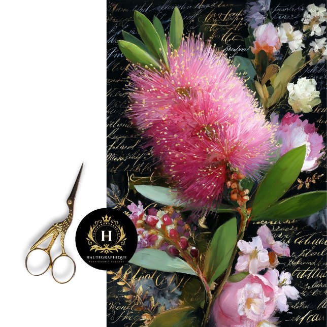 Papel De Seda Pincel de Fundo Rosa e Descolagem de Florais (Wrap Wine Bottles in Romantic Blooms)