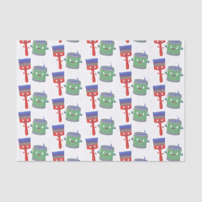 Papel De Seda Pincel de pintura e personagens de desenho animado (Frente )