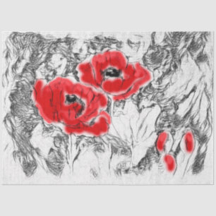 Papel De Seda Pincel desenhado manualmente flores vermelhas de p