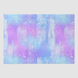 Papel De Seda Pinceladas de Tinta Iridescente Roxa e Azul
