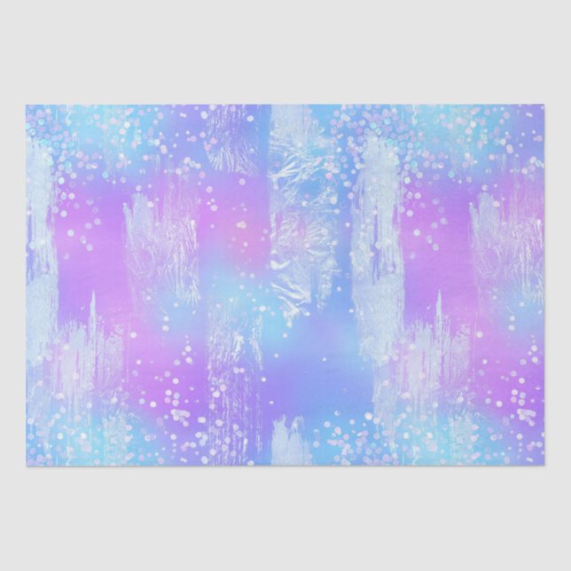 Papel De Seda Pinceladas de Tinta Iridescente Roxa e Azul (Frente )