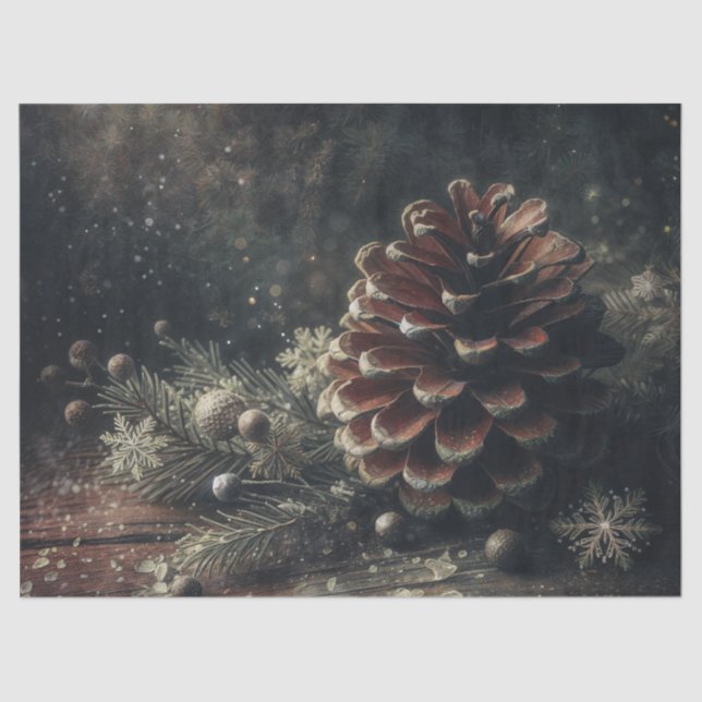 Papel De Seda Pine Cone Festive Winter Art (Frente )