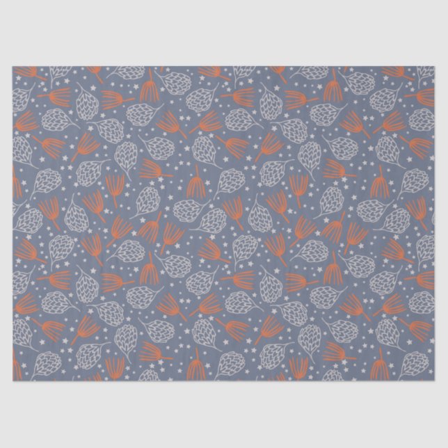 Papel De Seda Pine Cones e Boughes desenhados à mão (Frente )