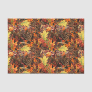 Papel De Seda Pine Cones e Folhas de outono