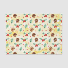 Papel De Seda Pine Cones e Holly Natal Patterno