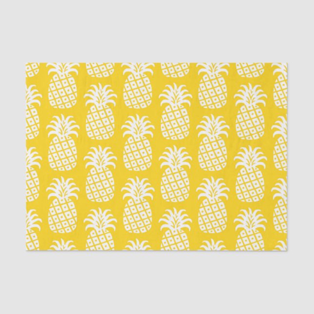 Papel De Seda Pineapple Padrão Amarelo e branco (Frente )