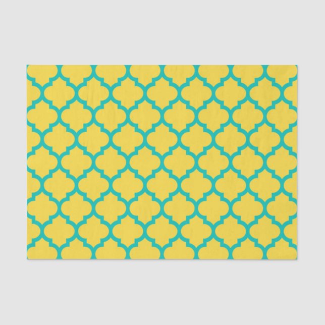 Papel De Seda Pineapple Teal Marroquino Quatrefoil Padrão #5 (Frente )