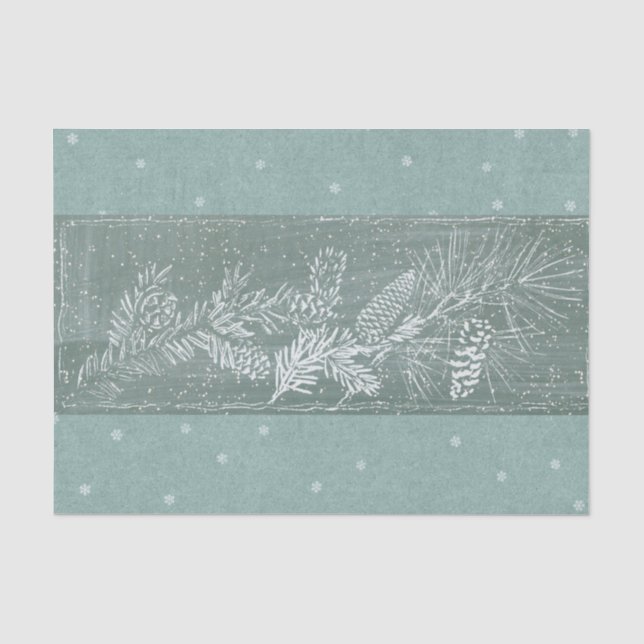 Papel De Seda Pinecone Snowflake Teal Green Artesanato de Natal (Frente )