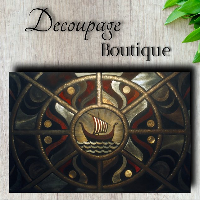 Papel De Seda Pingente com Decoupagem de Navio Viking Longship (Viking Longship Medallion Decoupage Tissue Paper)