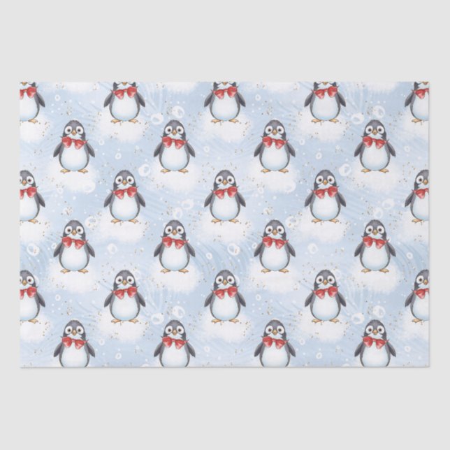 Papel De Seda Pinguim Bonito Natal (Frente )