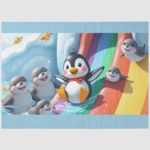 Papel De Seda Pinguim brinca em um escorregador